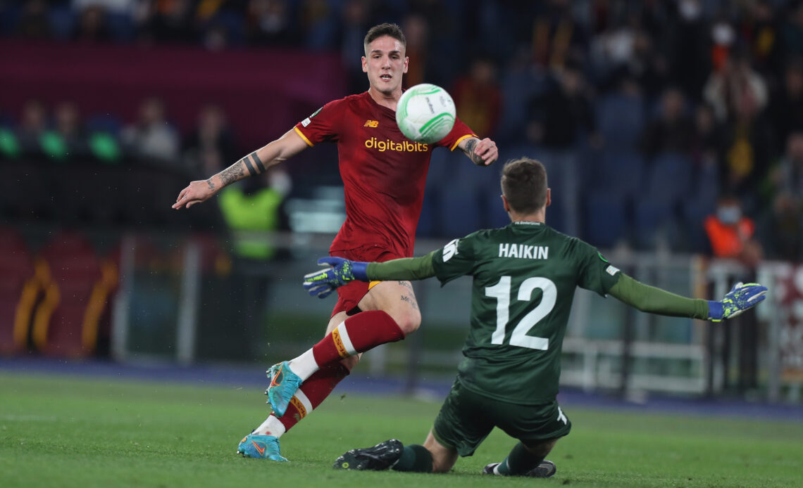 Zaniolo realizza il terzo gol della Roma nel ritorno dei quarti di finale di Conference League contro il Bodo/Glimt